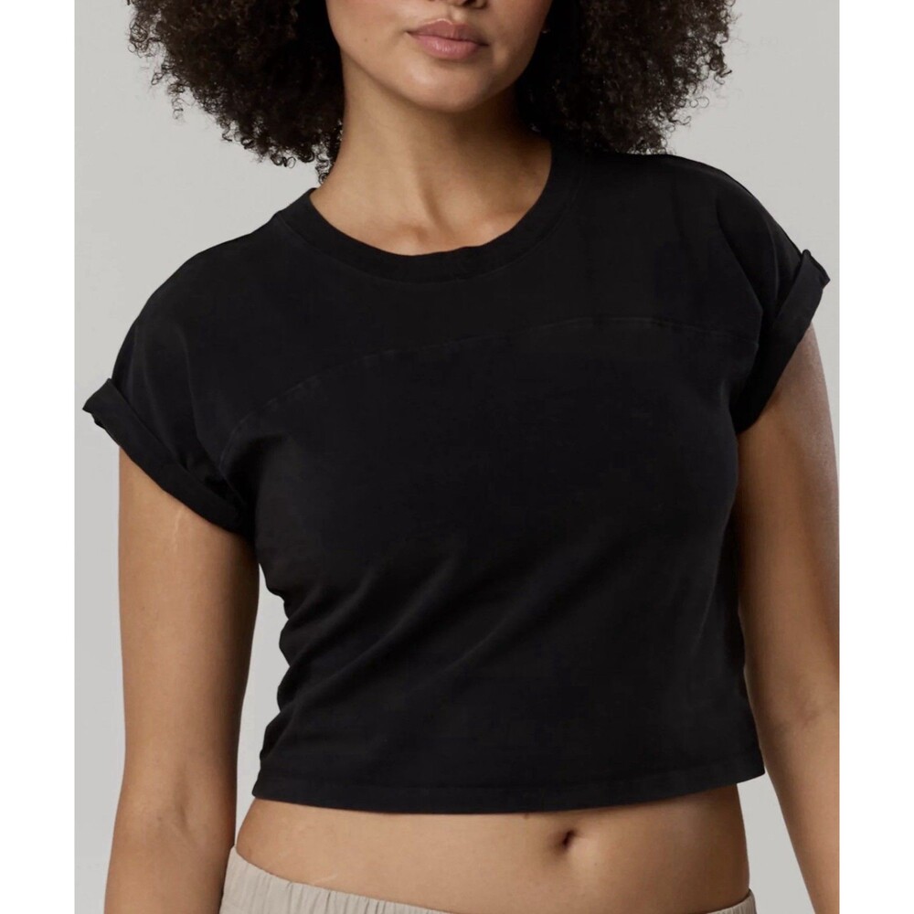 Women’s OFFLINE By Aerie OG Cotton Muscle T-Shirt Cropped Basic Black XL SS